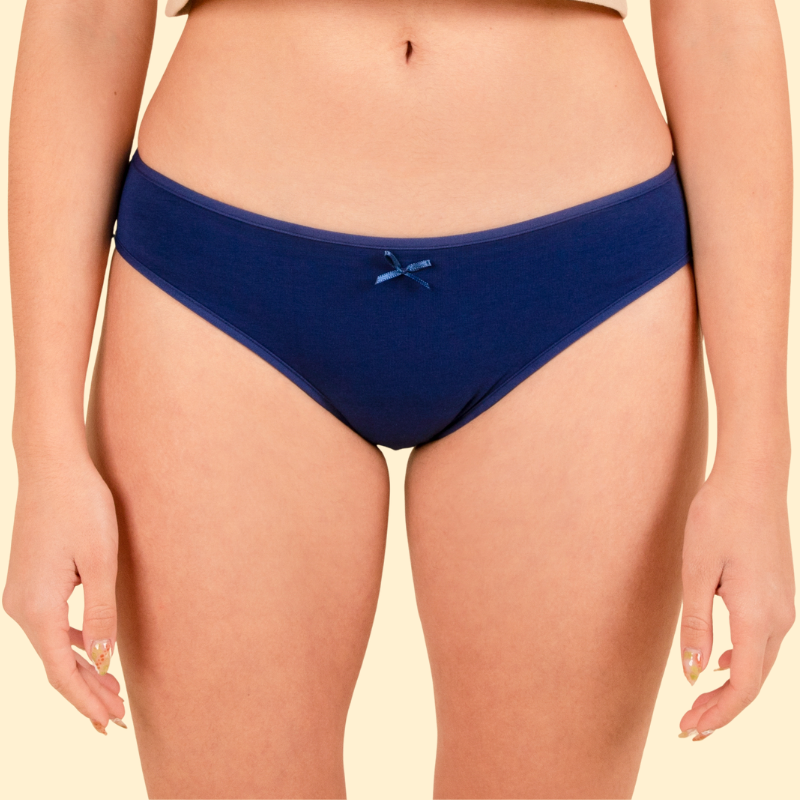 Culotte menstruelle bleue flux moyens, culotte de règles en coton bio
