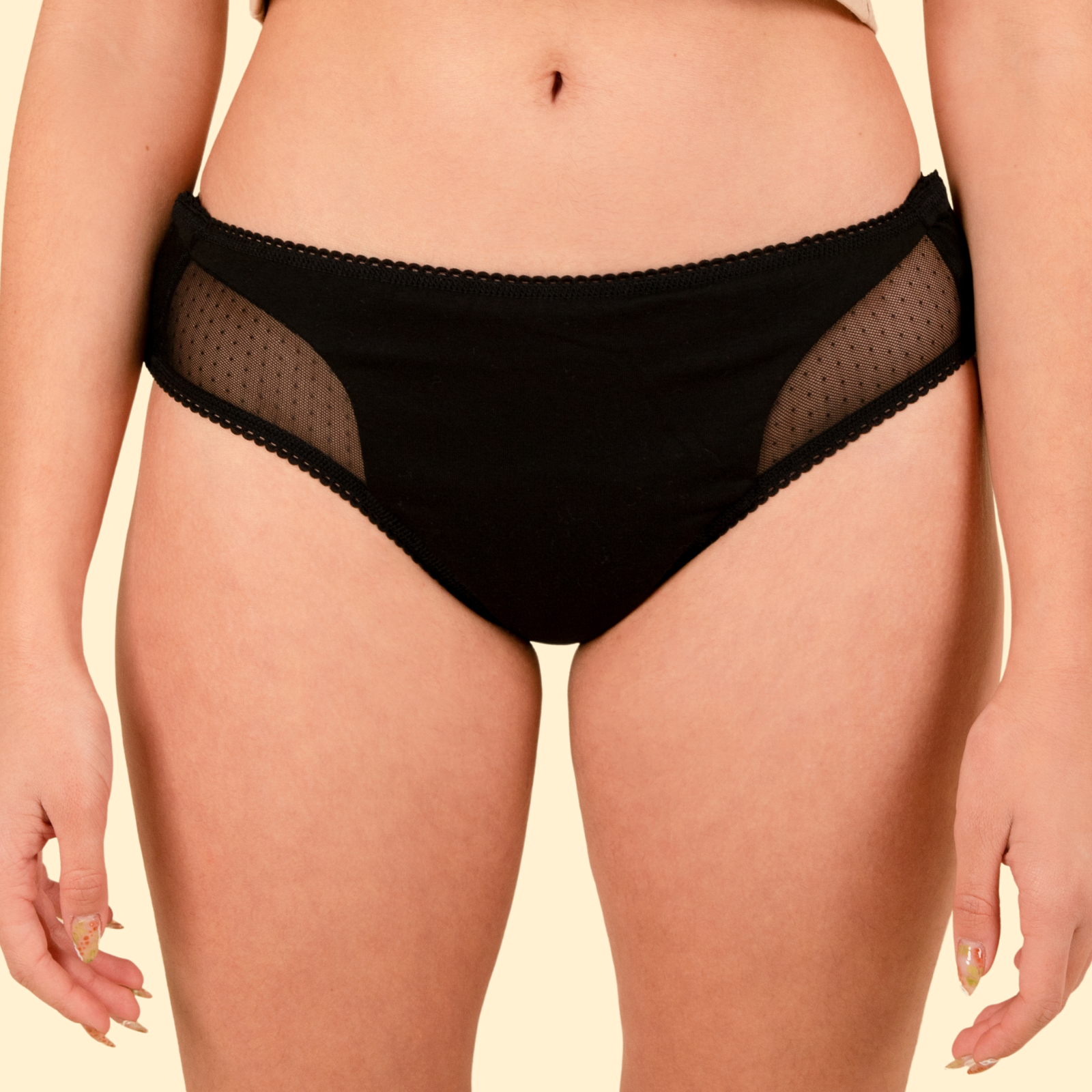 Culotte menstruelle détachable noire en coton bio