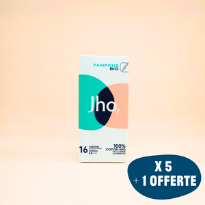 Tampons avec applicateur carton : Pack de 5 boîtes + 1 offerte