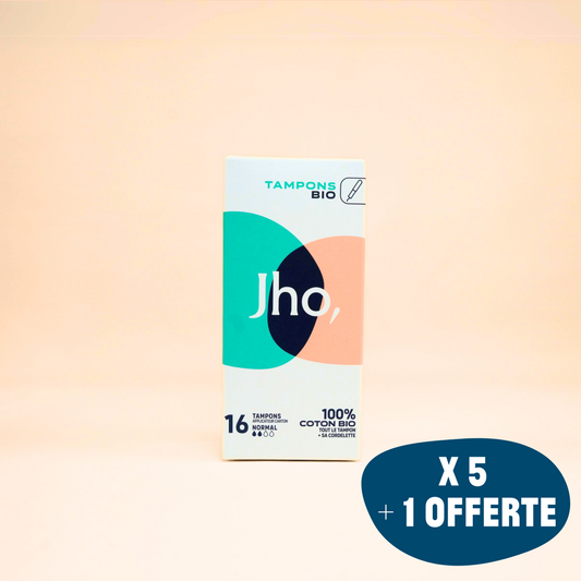 Tampons avec applicateur carton : Pack de 5 boîtes + 1 offerte