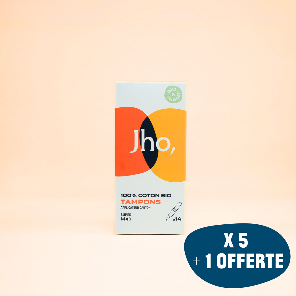 Tampons avec applicateur carton : Pack de 5 boîtes + 1 offerte