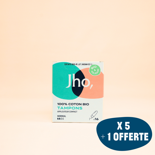 Tampons avec applicateur compact : Pack de 5 boîtes + 1 offerte