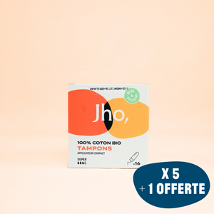 Tampons avec applicateur compact : Pack de 5 boîtes + 1 offerte