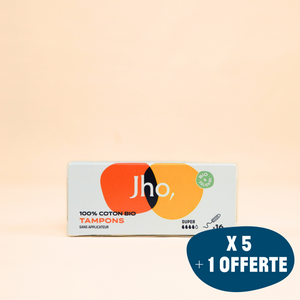 Pack de 5 boîtes de tampons sans applicateur + 1 offerte
